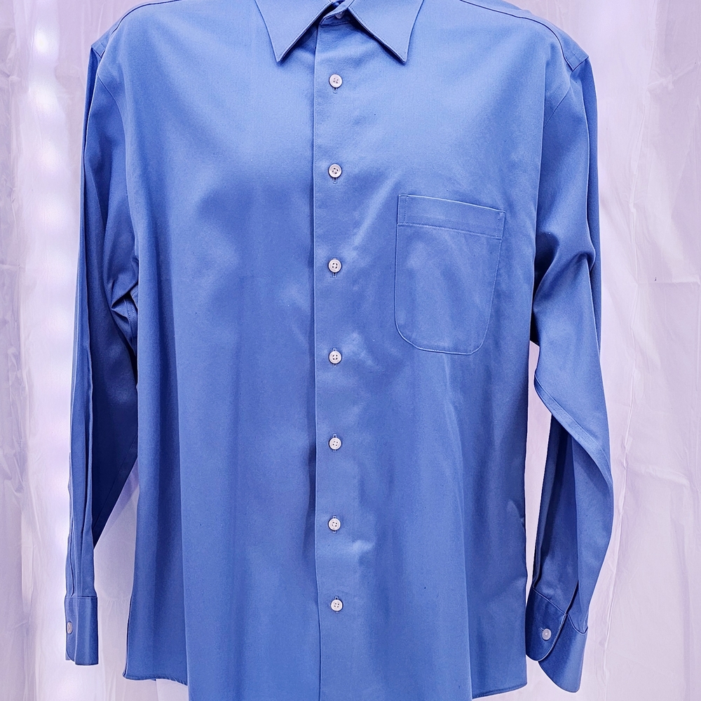 Murano Liquid Cotton Long Sleeve Classic Blue Men's Shirt, Large. TS6